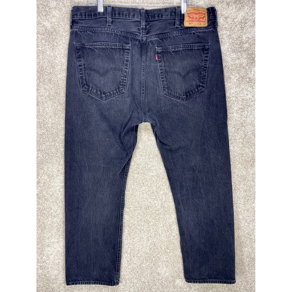 Levi's 501 Original Fit Button Fly Jeans Mens 40x32 Faded Black Straight Denim - Picture 3 of 11